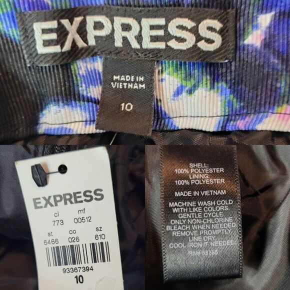 Express Balloon Skirt 10 Blue Floral Aline Full Mini Skater Party Shower - Picture 3 of 9